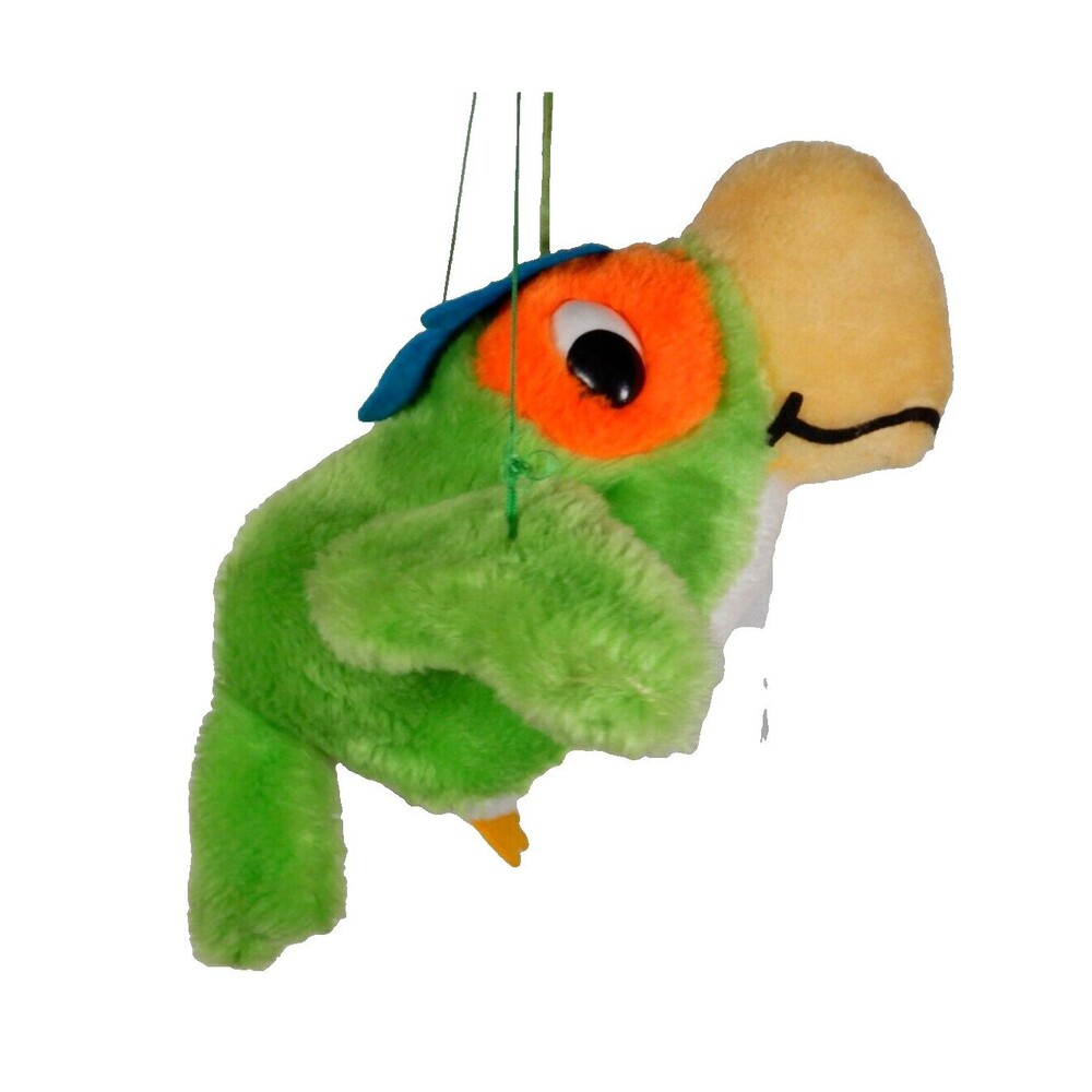 Dakin Neon Green Hanging Parrot 1978 Plush Noise Maker  VTG